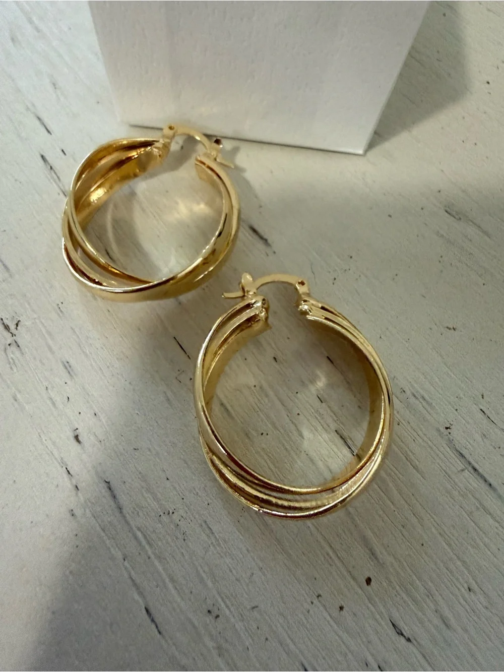 Golden hour 18 kt over gold filled premium Miami retailer detailed gold hoops